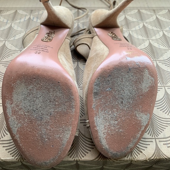 Aquazzura Firenze Sexy Thing Lace-Up Suede Heels - Picture 6 of 8
